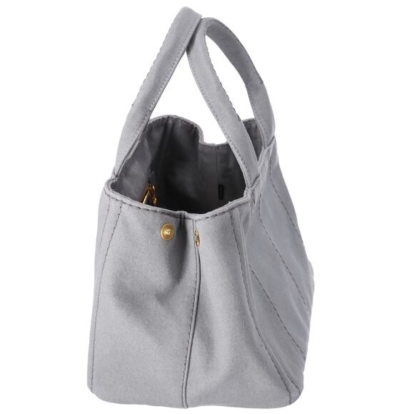 PRADA Canapa Large Tote Bag B1877B Gray Canvas Denim Shoulder Bag - Picture 2 of 9